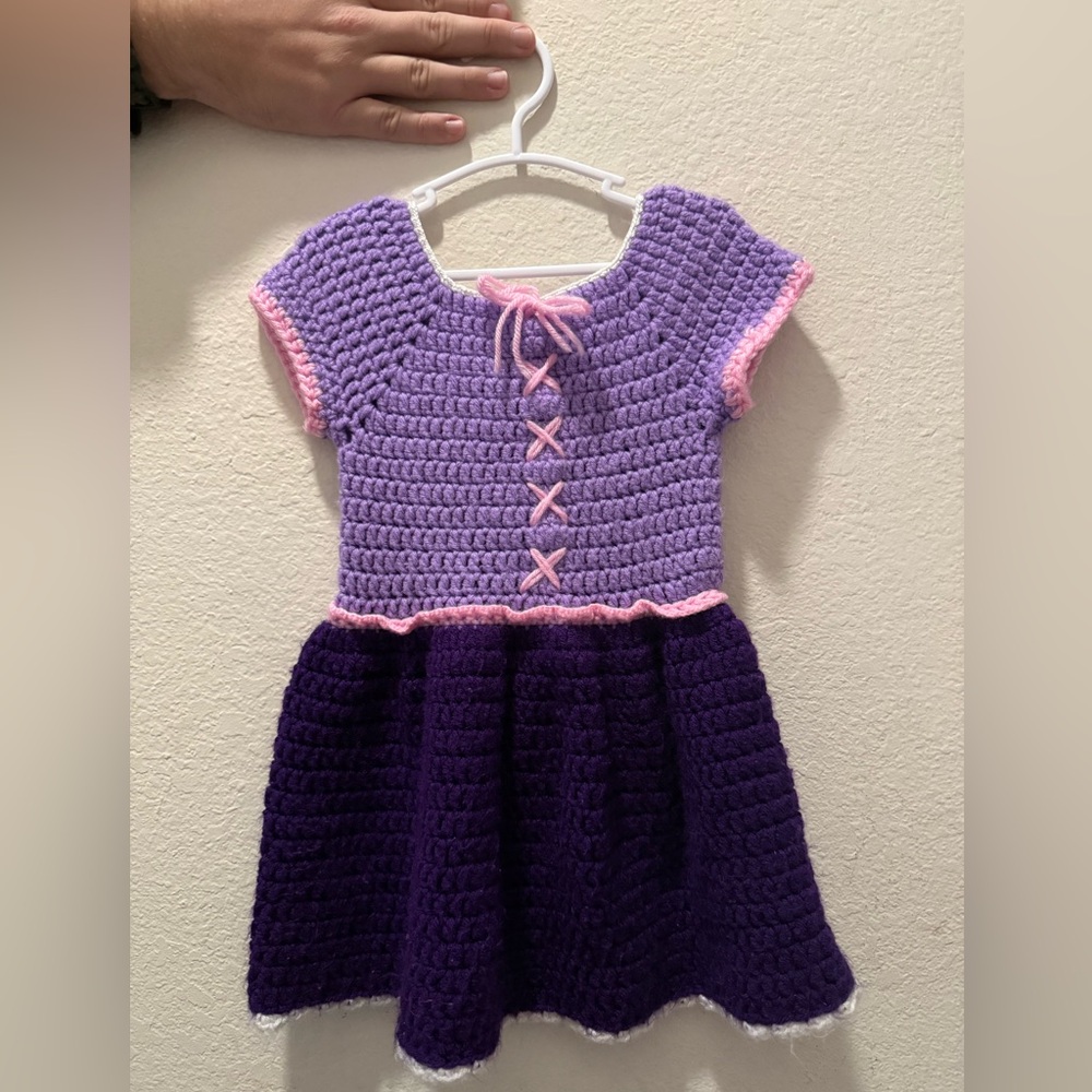 Rapunzel inspired crocheted Kids Dress